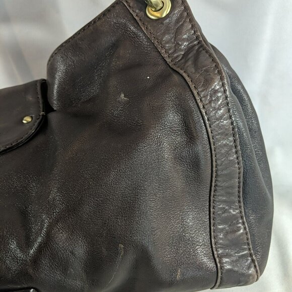 Ri2K Leather Dark Brown Gold Shoulder Purse Bag Adjustable Strap Y2K - Picture 7 of 15